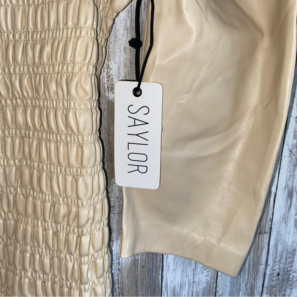 NWT Saylor Justina Smocked Vegan Leather Dress - Picture 5 of 9